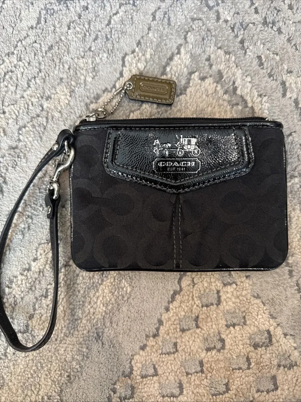 Coach Black Signature Madison Art Op Wristlet Clutch Purse Monogram Y2K Vintage